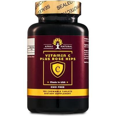 Вітамін С 250 мг Apnas Natural з шипшиною таблетки жувальні №100