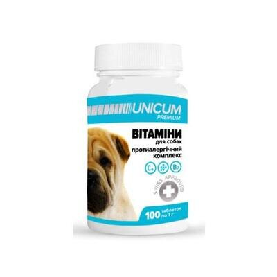 Вітаміни для собак Unicum Premium протиалергічний комплекс, 100 таблеток