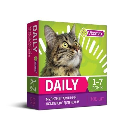 Вітаміни Vitomax Daily для котів 1-7 років таблетки, 50 г