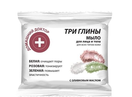 Мило для обличчя і тіла Домашній Доктор, Три глини, 70 г