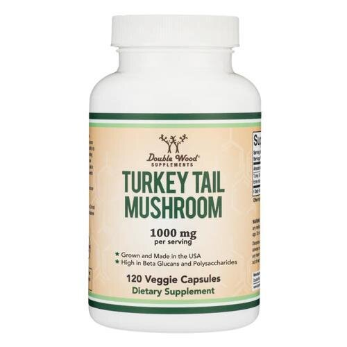 Гриб Трутовик різнобарвний Double Wood Turkey Tail Mushroom 1000 мг, 120 капсул