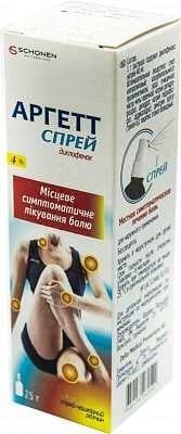 Аргетт спрей спрей н/ш, р-н 4 % по 25 г у флак. з доз. пристр.