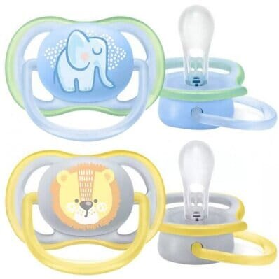 Пустушка силіконова Philips Avent Ultra Air SCF085/01 ортодонтична, 0-6 місяців, для хлопчиків, 2 шт