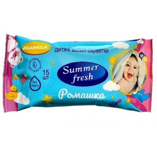 Серветки вологі Summer Fresh дитячі Ромашка, 15 шт