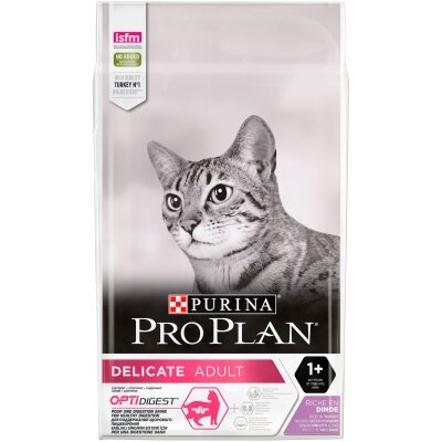Корм сухий для дорослих котів Purina Pro Plan Delicate Turkey зі смаком індички, 10 кг