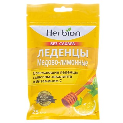 Льодяники Herbion Хербіон для розсмокт. зі смаком мед/лимон, без цукру №25