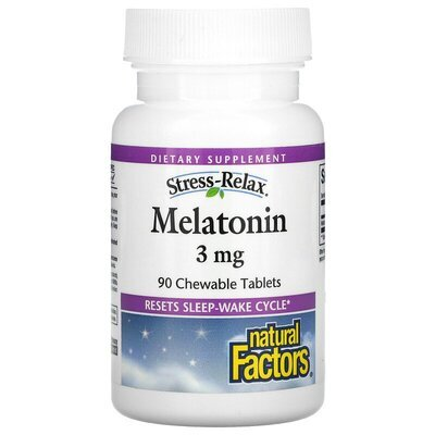 Мелатонін Natural Factors Stress-Relax Melatonin 3 мг, 90 жувальних таблеток