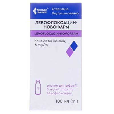 Левофлоксацин-Новофарм розчин д/інф. 5 мг/мл по 100 мл у пляш.