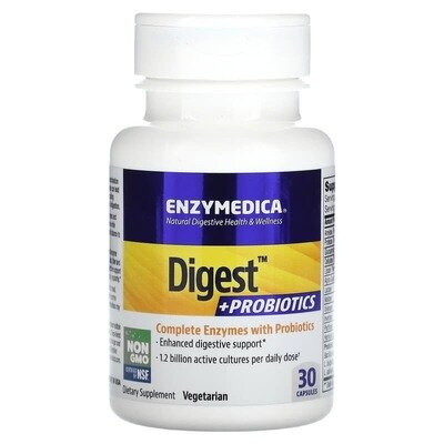 Травні ферменти з пробіотиками Enzymedica Digest Basic + Probiotics, 30 капсул