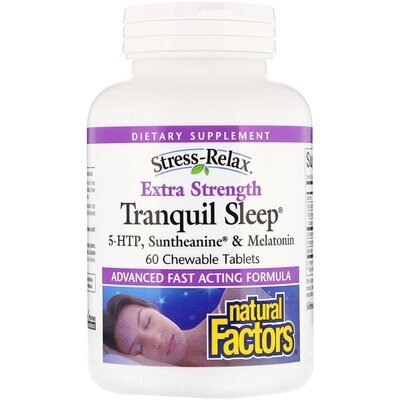 Комплекс для сну Natural Factors Stress-Relax Tranquil Sleep Extra Strength, 60 жувальних таблеток