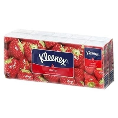 Хусточки паперові Kleenex Aroma з ароматом полуниці, 10 шт х 10 уп