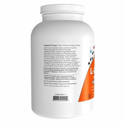 L-лізин NOW L-Lysine Pure Powder у порошку, 454 г