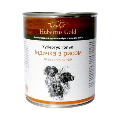 Консерва для собак Hubertus Gold Індичка з рисом та лляною олією, 800 г