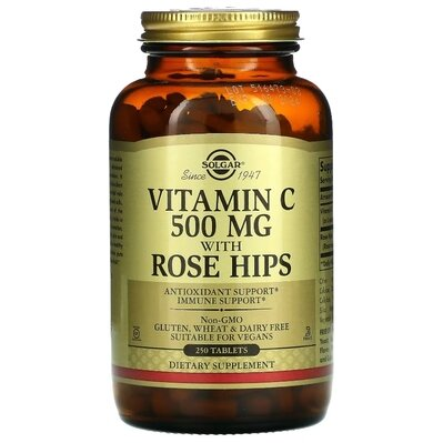 Вітамін С з шипшиною Solgar Vitamin C 500 мг with Rose Hips таблетки №250