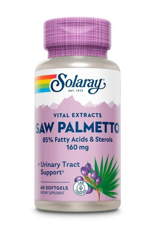 Со Пальметто екстракт Solaray Saw Palmetto 160 мг, 60 капсул