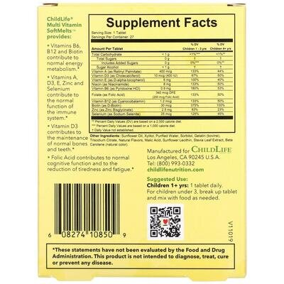 Мультивітаміни для дітей ChildLife Multi Vitamin SoftMelts смак апельсин, 27 таблеток