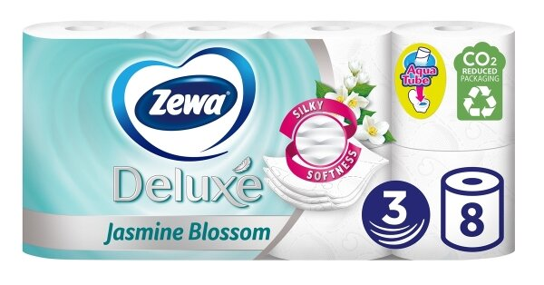 Туалетний папір Zewa Deluxe жасмин 3 шари, 8 рулонів