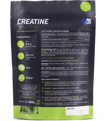 Креатин моногідрат Progress Nutrition Creatine Premium без смаку, 300 г