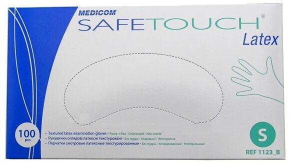 Рукавички оглядові Medicom Safe-Touch латексні неопудрені, розмір S, нестерильні, 1 пара
