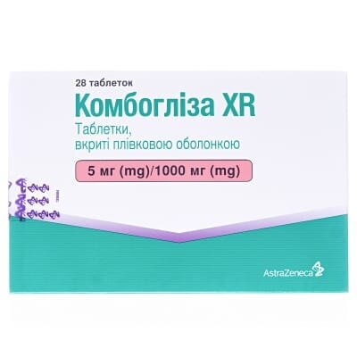 Комбогліза XR таблетки, в/плів. обол. по 5 мг/1000 мг №28 (7х4)