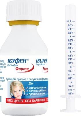 Ібуфен форте суспензія ор. з аромат. полун. 200 мг/5 мл по 100 мл у флак.