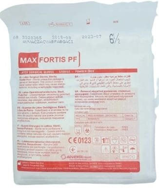 Рукавички хірургічні Max fortis pf латексні без пудри, розмір 6,5 стерильні, пара