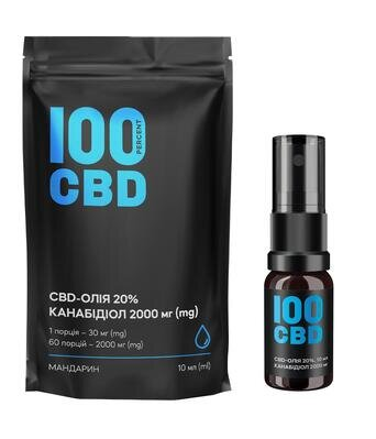 Канабідіол 100%CBD Олія 20%, спрей оральний по 10 мл флаконі, 60 доз