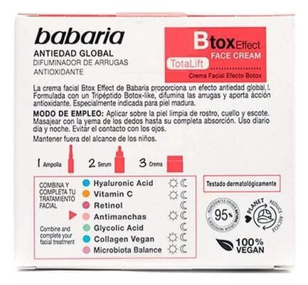Крем для обличчя Babaria Botox Effect з ефектом ботоксу, 50 мл