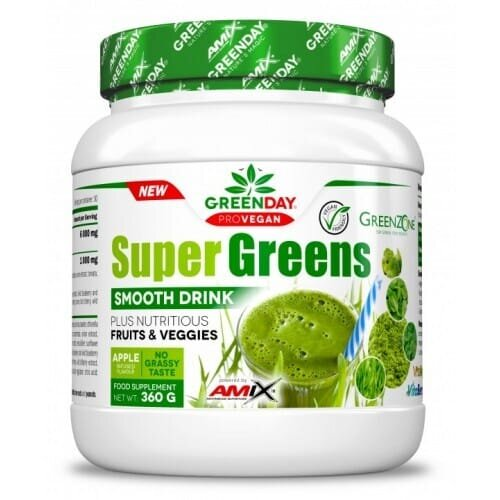 Зелена суміш Amix Nutrition GreenDay Super Greens Smooth Drink, зелене яблуко, 360 г