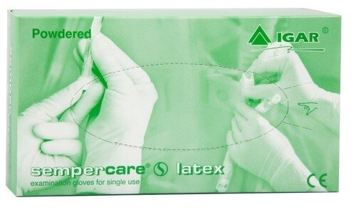 Рукавички оглядові Sempercare латексні з пудрою нестерильні, розмір S, пара