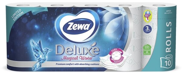 Туалетний папір Zewa Deluxe білий 3 шари, 10 рулонів