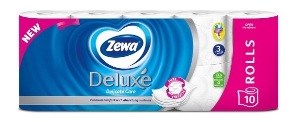 Туалетний папір Zewa Deluxe білий 3 шари, 10 рулонів