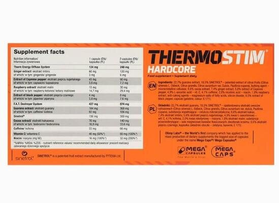 Жироспалювач Olimp Thermo Stim Hardcore, 60 капсул