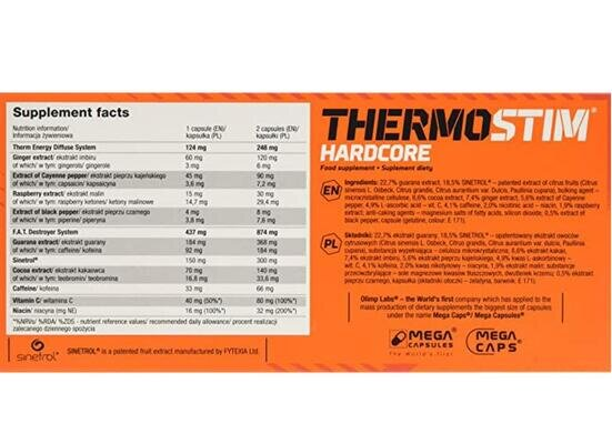 Жироспалювач Olimp Thermo Stim Hardcore, 60 капсул