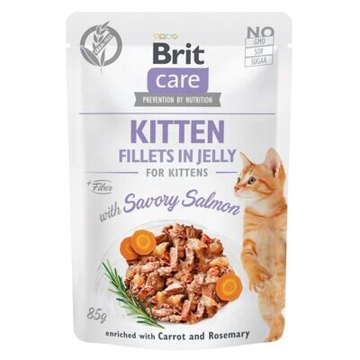 Корм вологий Brit Care Cat для кошенят лосось у желе, 85 г