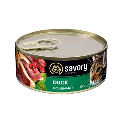 Корм вологий для котів Savory 30600 з качкою, 100 г