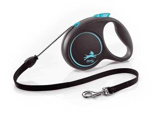 Повідець-рулетка Trixie 12262 Flexi Black Design, синя (трос) M 5 м, до 20 кг