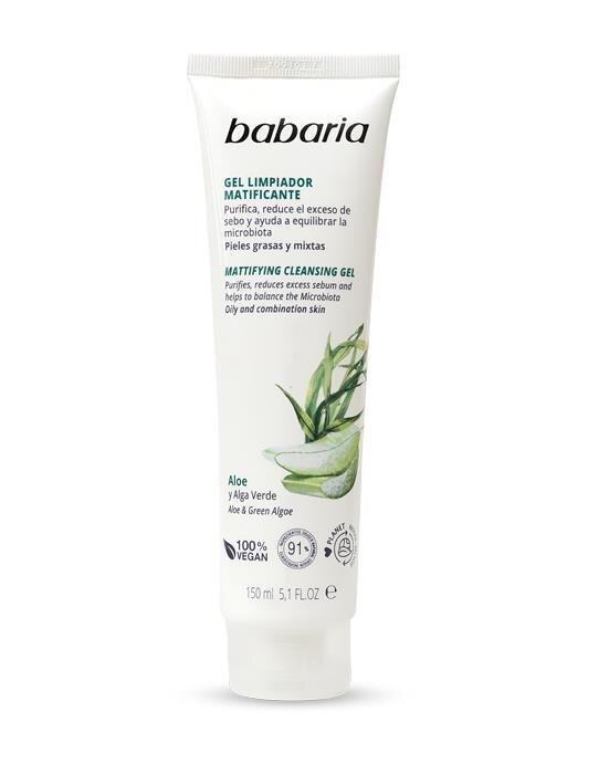 Гель для очищення обличчя Babaria Aloe Skin Protect+ матуючий Алоє та Зелені водорості, 150 мл
