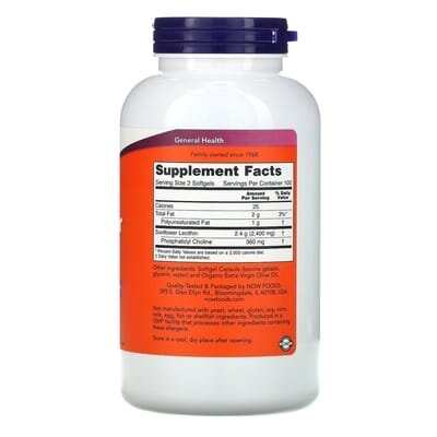 Лецитин соняшниковий NOW Sunflower Lecithin 1200 мг капсули №200