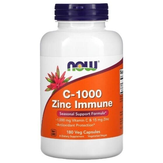 Вітамін С-1000 Цинк Імун NOW C-1000 Zinc Immune вег. капсули №180