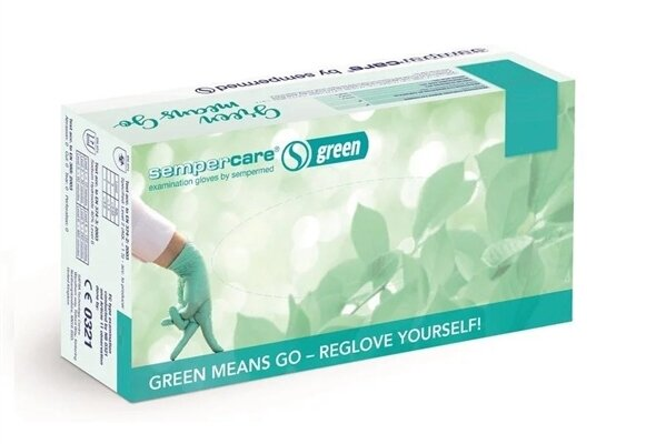Рукавички оглядові Sempercare Green нітрилові без пудри нестерильні, зелені, розмір М, пара