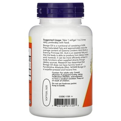 Огірочника олія NOW Borage Oil 1000 мг м'які капсули №60