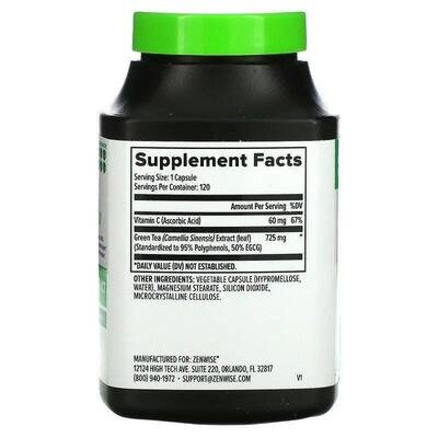 Екстракт зеленого чаю Zenwise Green Tea Extract, 120 капсул