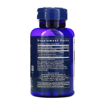 Бромелайн Life Extension Specially-Coated Bromelain 500 мг кишковорозчинні таблетки №60