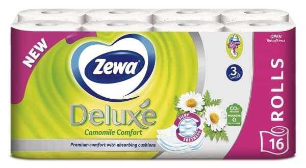 Туалетний папір Zewa Deluxe з ароматом ромашки 3 шари, 16 рулонів