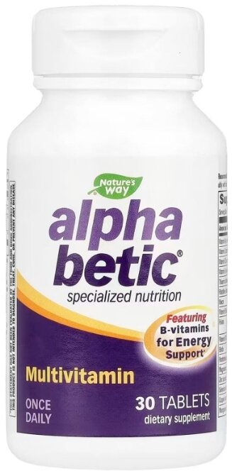 Мультивітаміни для діабетиків Nature's Way Alpha Betic Multivitamin, 30 таблеток