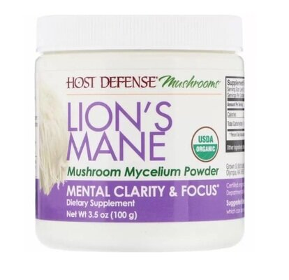 Гриб їжовик гребінчастий (Левова Грива) Host Defense Lion's Mane, Fungi Perfecti, порошок 100 г