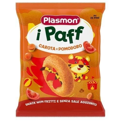 Снеки Plasmon Baby Puffs кукурудзяні з морквою та томатом, 15 г