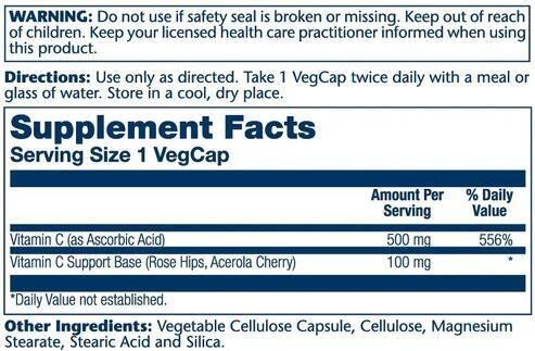 Вітамін С Solaray Timed Release Vitamin C 500, 250 веганських капсул