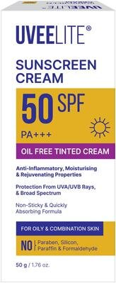Крем сонцезахисний Uveelite УФ-лайт SPF50 тонуючий, жирна та комбінована шкіра, 50 г